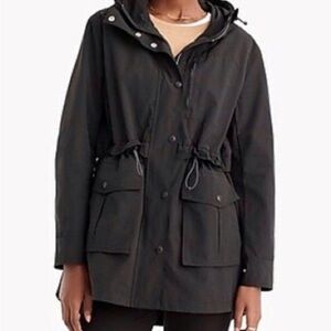 J. Crew Black Utility, Rain Jacket with Hood
